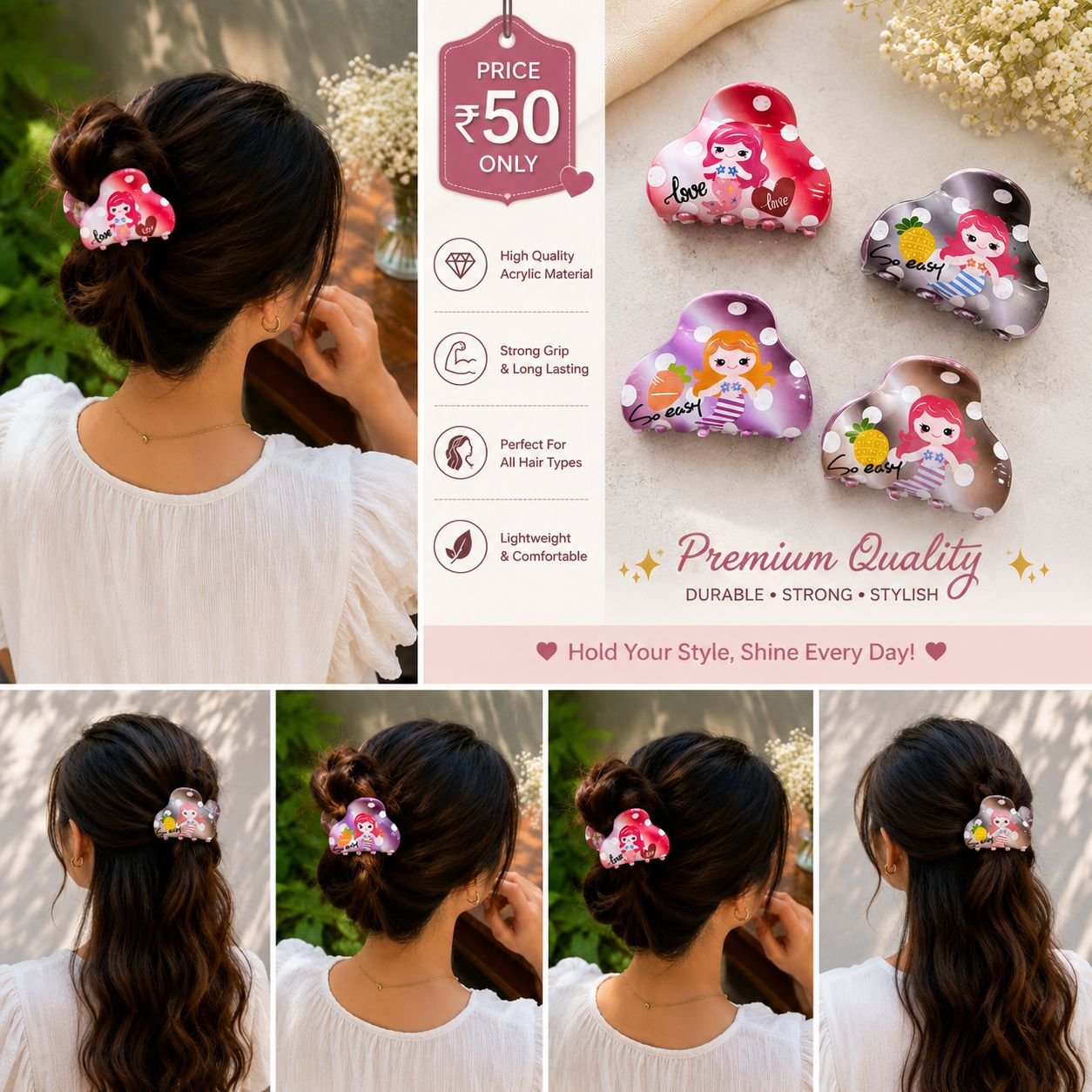 3 Pcs Small Matte Hair Claw Clips, Mini Clips for Girls Women