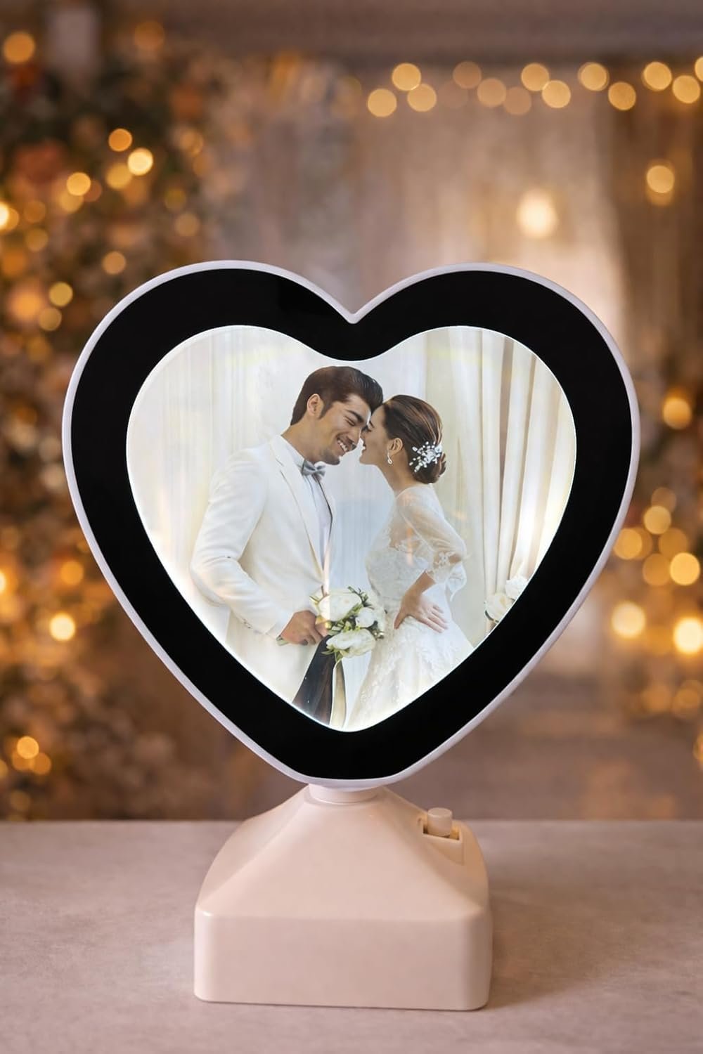Kalasagar Gifts | Personalized Customized Magic Mirror Heart Shape LED Photo Frame |
