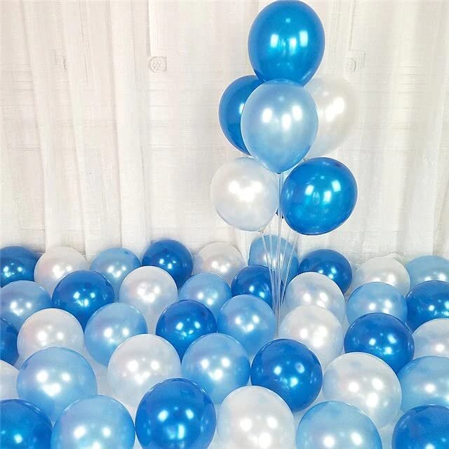 Flyloons Blue Sky Blue White Balloons Pack of 50 for birthday decoration items also suitable for Anniversary, Wedding, Celebration, Party