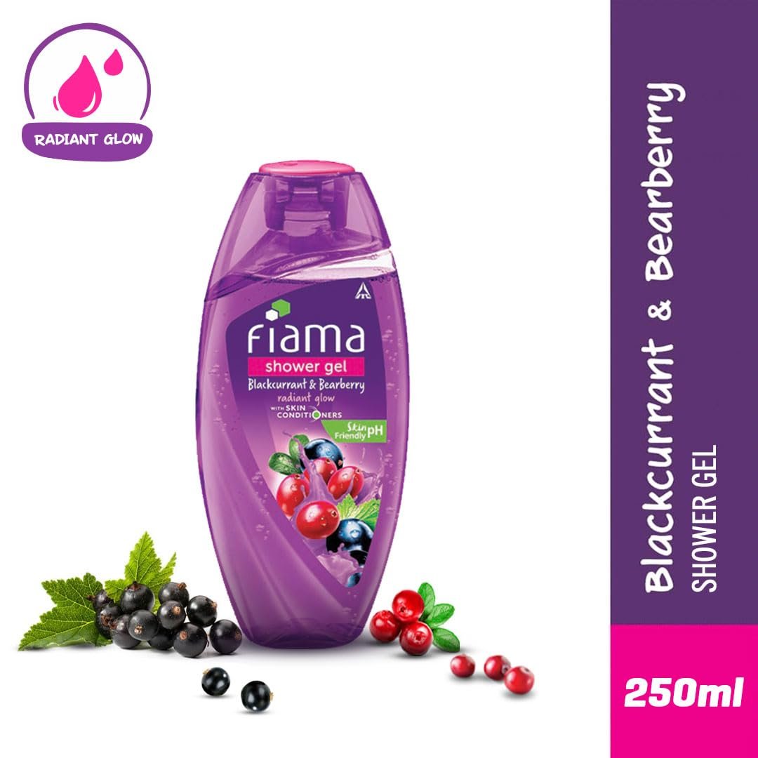 Fiama Body Wash Shower Gel Blackcurrant & Bearberry, 250ml, Body Wash for Women & Men with Skin Conditioners for Radiant Glow, Suitable for All Skin Types