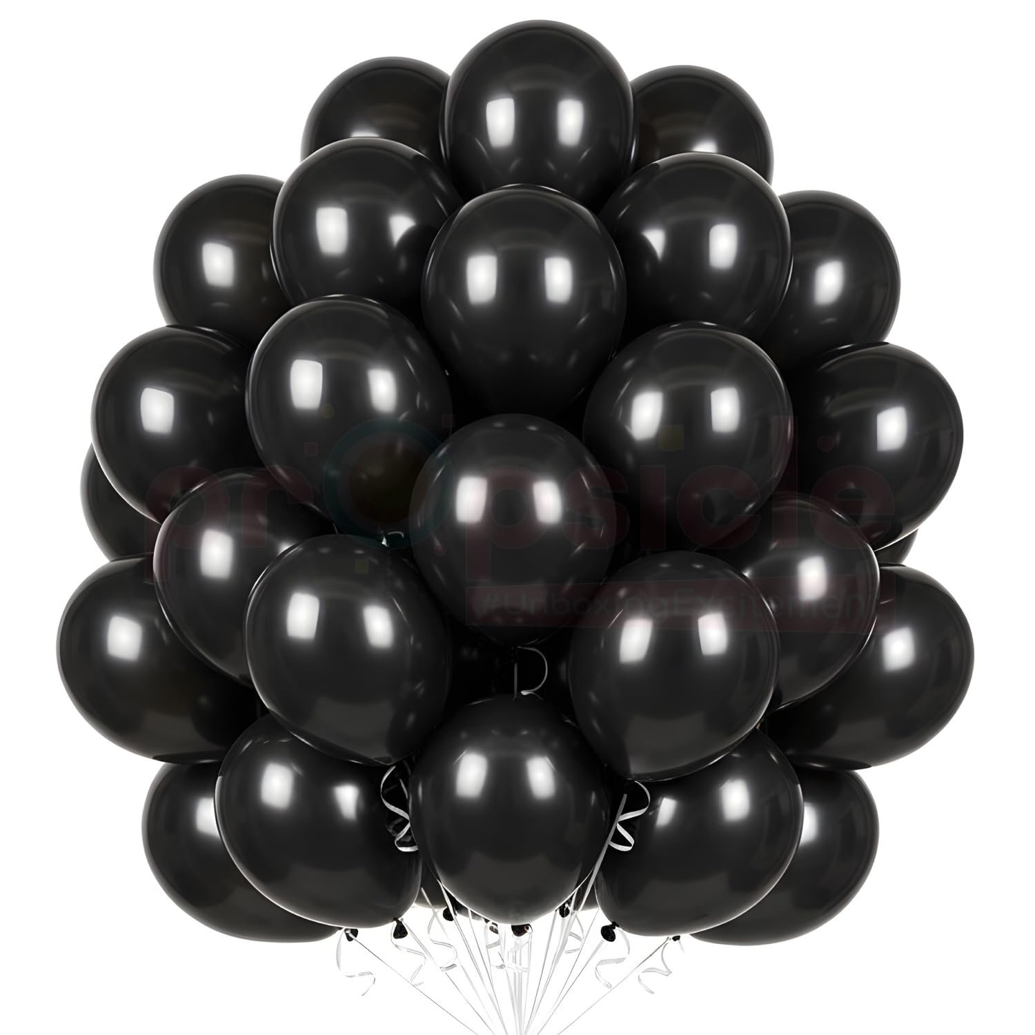 Propsicle Black Metallic Balloons Pack of 50 pcs – 12 Inch Latex Decoration for Birthday, Anniversary, Halloween, Bachelor Party, New Year, Office Event, Farewell