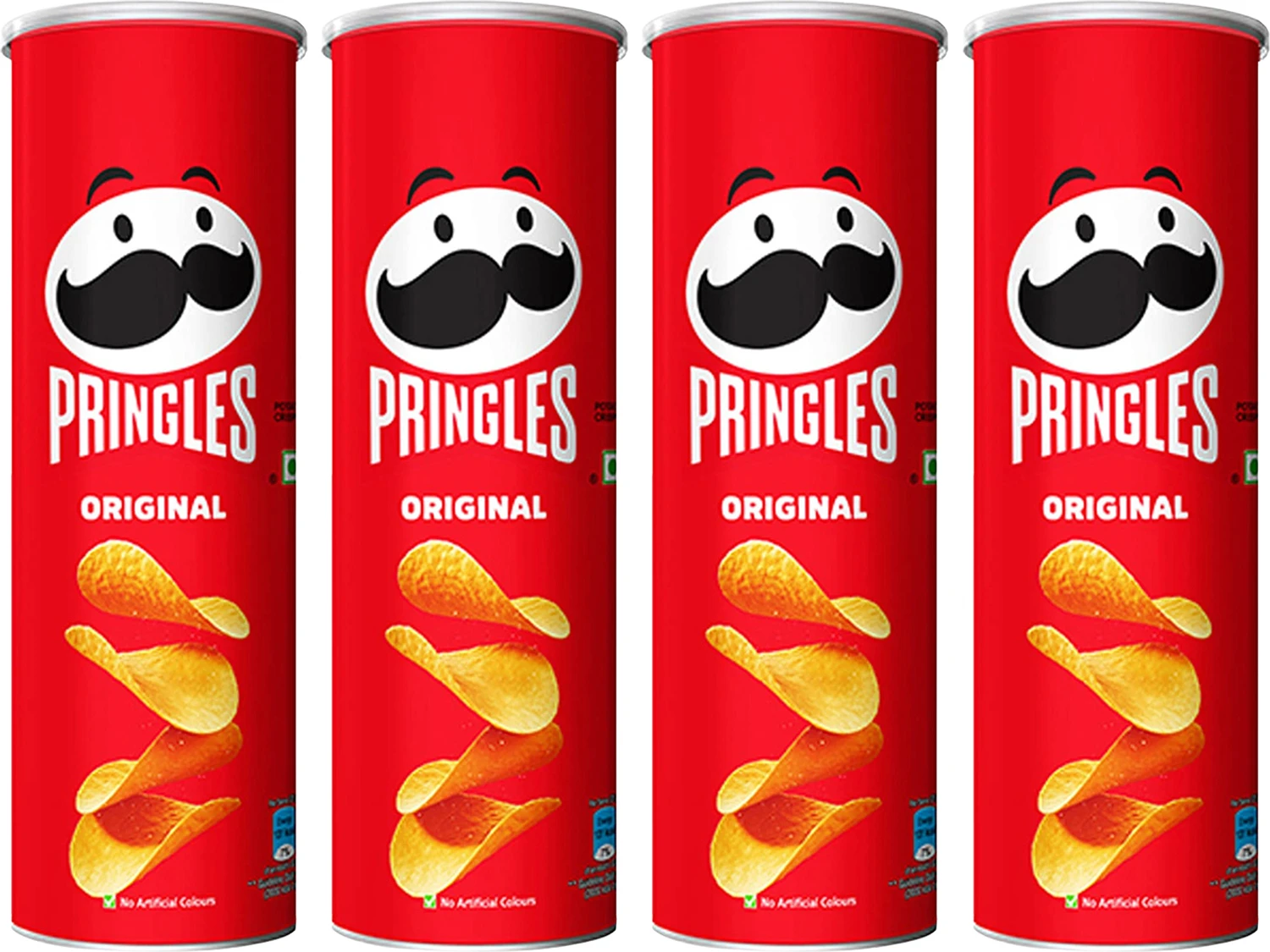 Pringles Potato Chips Original Pack of 4, Salted Flavor, Crispy Snack for Game Nights Chips (4 x 107 g)