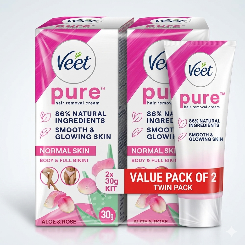 Veet Pure Hair Removal Cream for Normal Skin - 30 gm (Pack of 2)