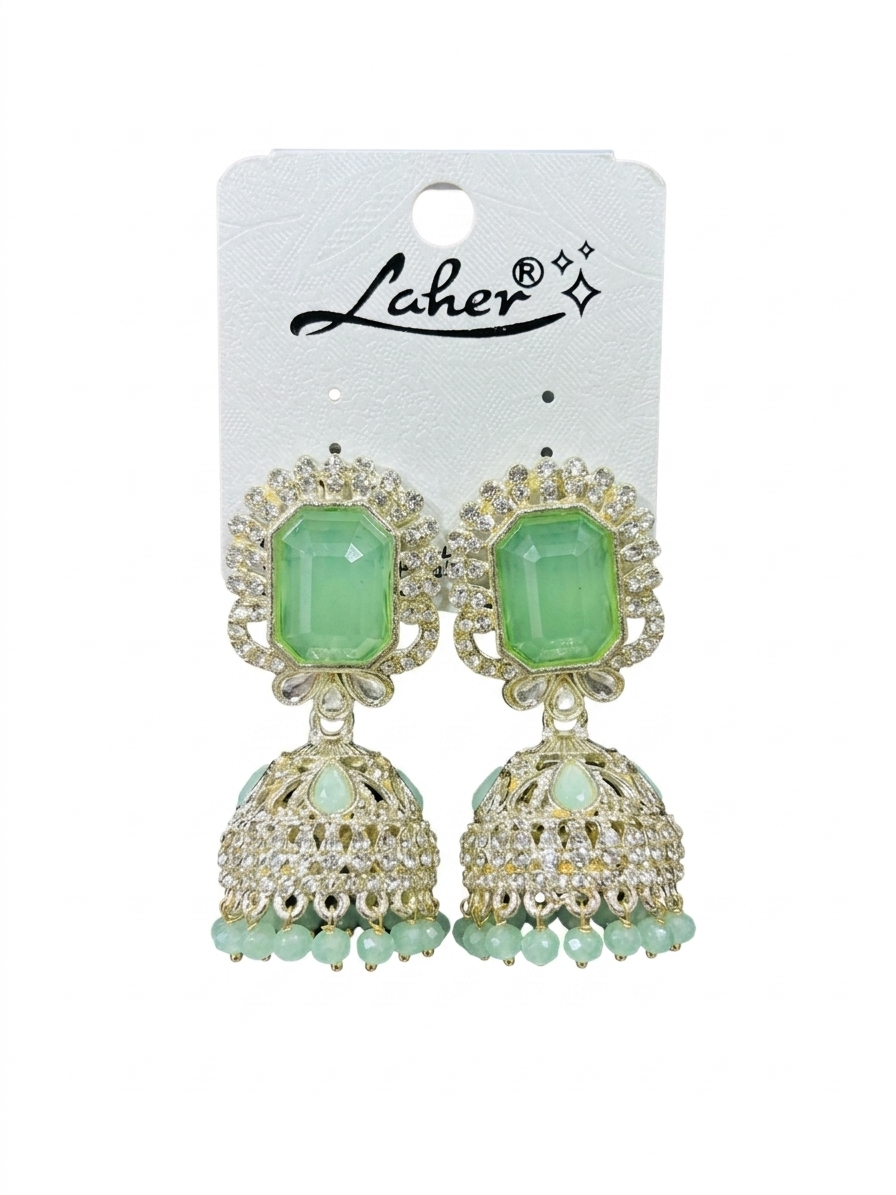 Pearls  Stones Cluster Beads Drop Jhumka Earring For Women