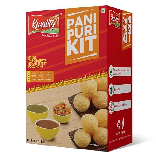 Kwality Pani Puri kit pcs with 2 different flavours Sweet and Spicy Pani Powder