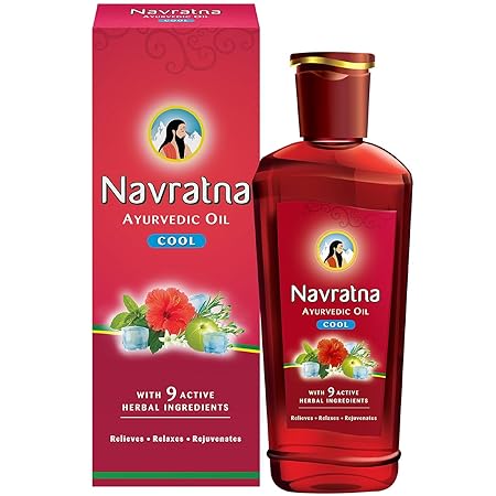 Navratna Ayurvedic Cool Oil | Combination of 9 Ayurvedic Herbs | Relieves Headache, Body ache, Tiredness, Sleeplessness & Tension| Improves Scalp Health
