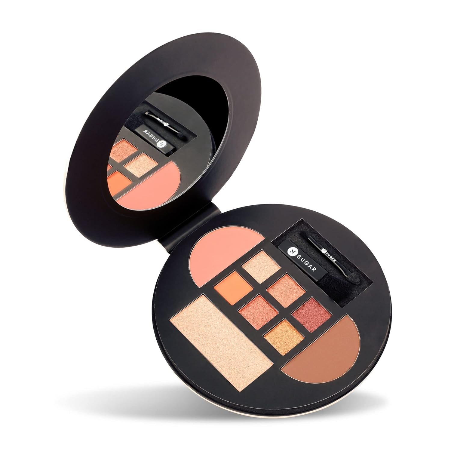 SUGAR Cosmetics Contour De Force Eyes And Face Palette | Pigmented, Long- lasting & Smudgeproof | Includes Blush, Bronzer, Highlighter and 6 Eyeshadow shades