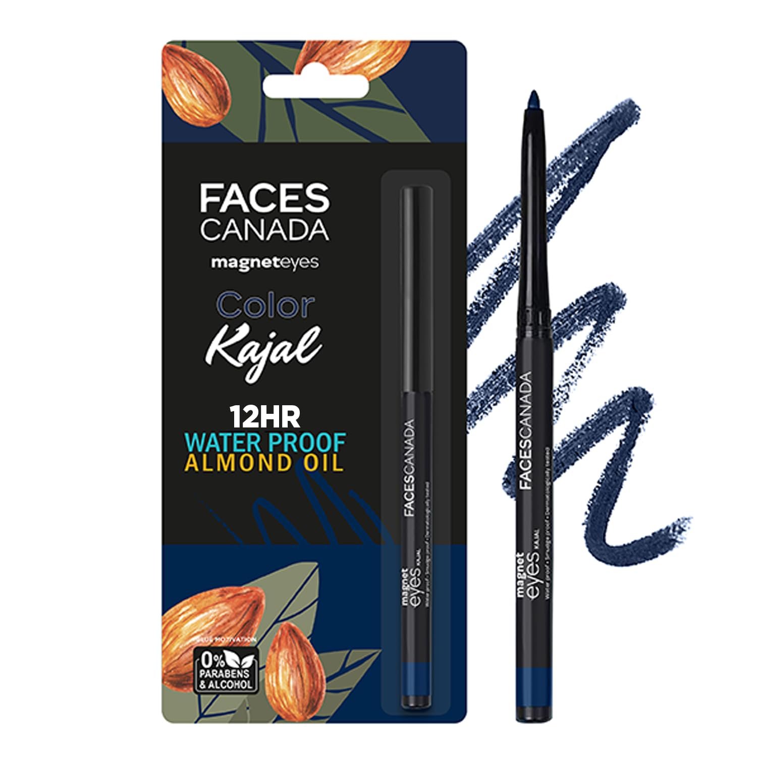 FACESCANADA Magneteyes Color Kajal - Blue Motivation 01, 0.30g Highly Pigmented Kohl, 12Hr Long Stay, Matte Finish