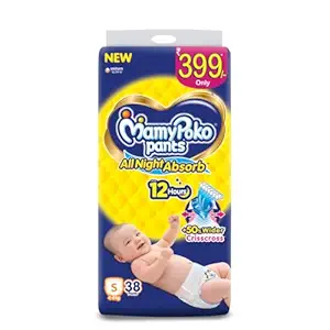 MamyPoko Pants All Night Absorb Baby Diapers, Small (S), 38 Count 4-8 Kg
