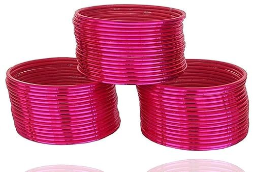 Generic Oneness Plane Glossy Metal Bangles Set for Women and Girls - (Pack of 36 Bangles) _Available in Many Colours