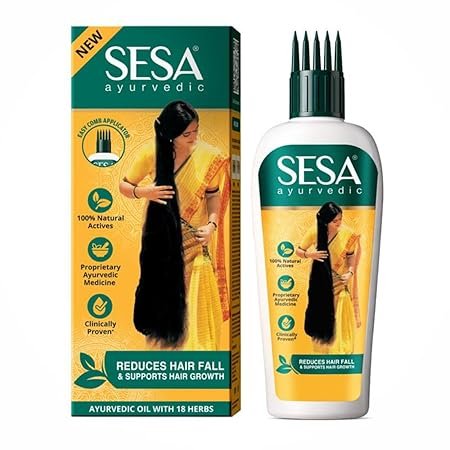 SESA Ayurvedic Hair Oil With Bhringraj & 17 Rare Herbs With Coconut Oil and 4 Nourishing For Hair Growth Help Control Hair Fall