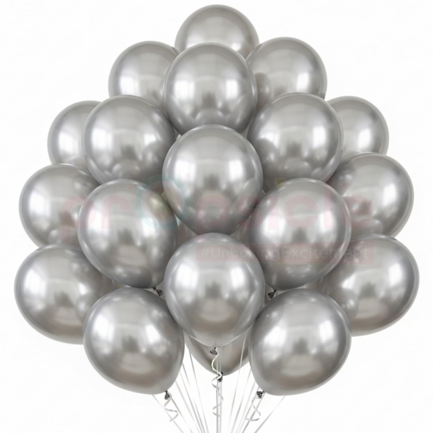 Propsicle 12 inch Silver Theme HD Metallic Latex Balloons Pack of 50 - Birthday Decoration for Girls, Boys, Toddler, Men & Women, Bachelor Bachelorette Anniversary Celebration Decor