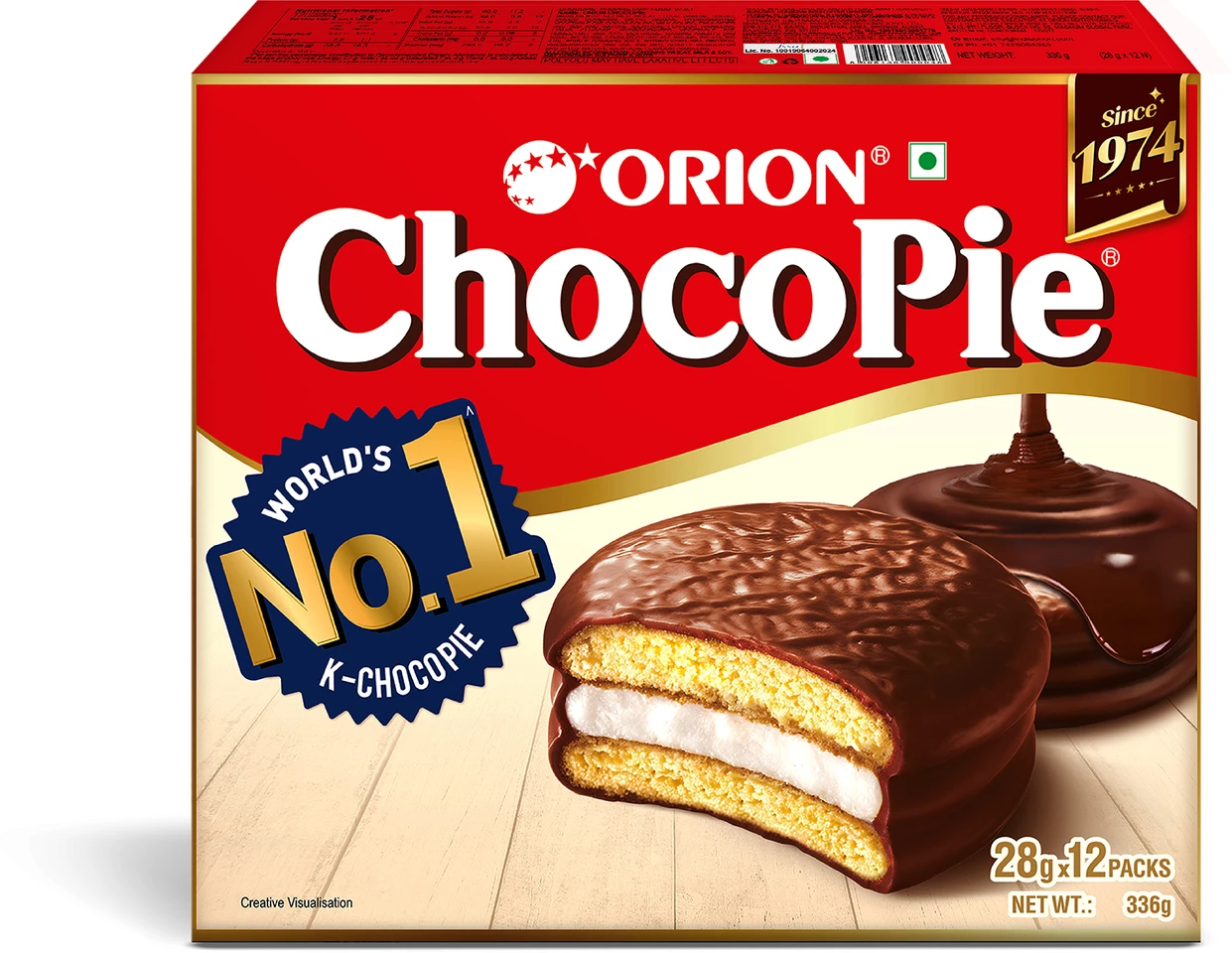 ORION Choco Pie Chocolate Coated Soft Biscuit Cream Filled Biscuit (336 g)