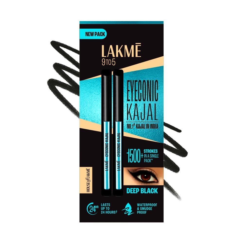 LAKME Eyeconic Black Kajal ( combo pack of 2 )