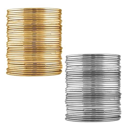 The  Cascade golden & silver Color Plain Metal Bangle with Shining Chudi Set for Women & Girls (Pack 36 Bangles)  ( PACK OF 2 )