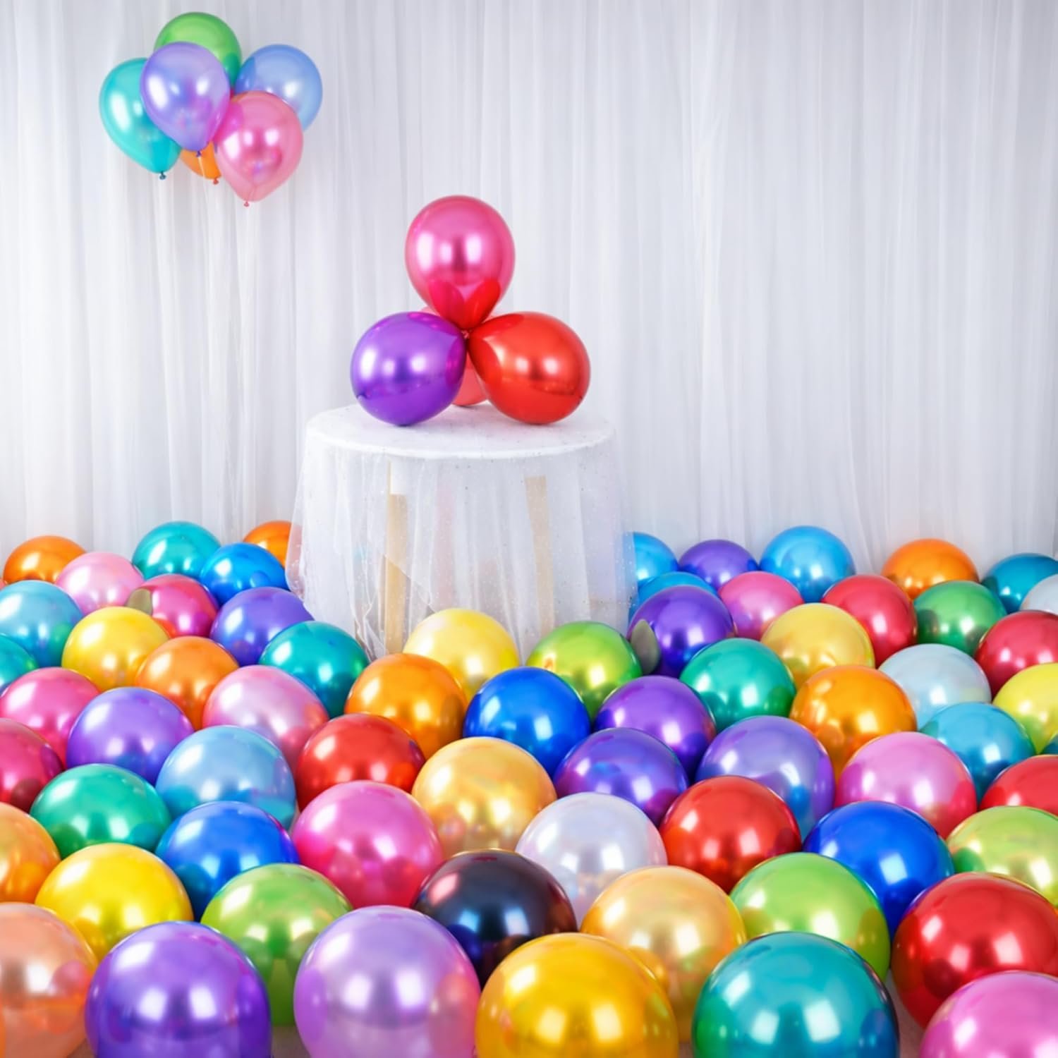 50 Pcs Multicolor Chrome Balloons for Birthday Decoration Items Anniversary Baby Shower Adults men women Year With Latex Chrome Balloon Happy Birthday Decorations Set Kit Combo