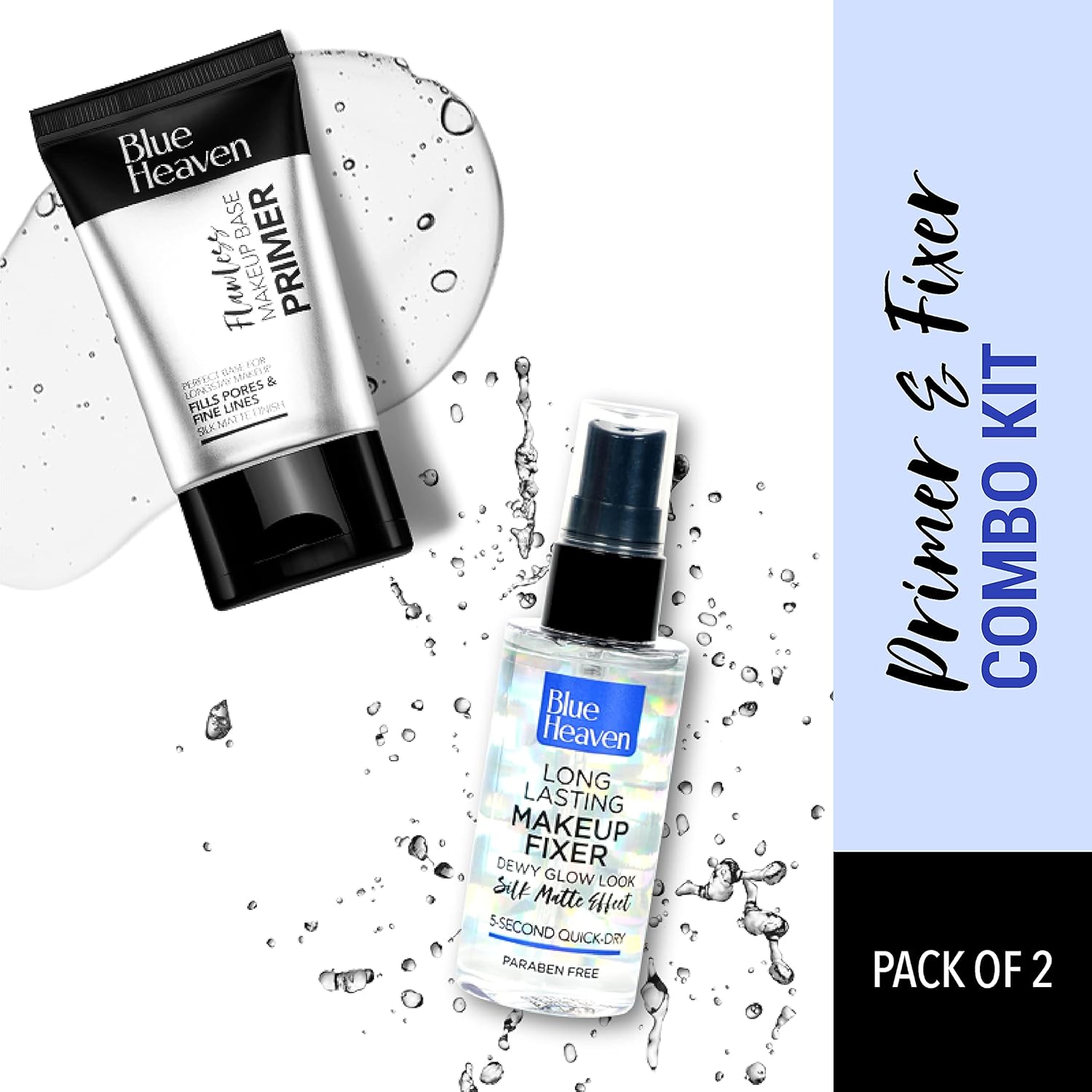 Blue Heaven Flawless Face Primer & Long Lasting Makeup Fixer for Women Pack of 2