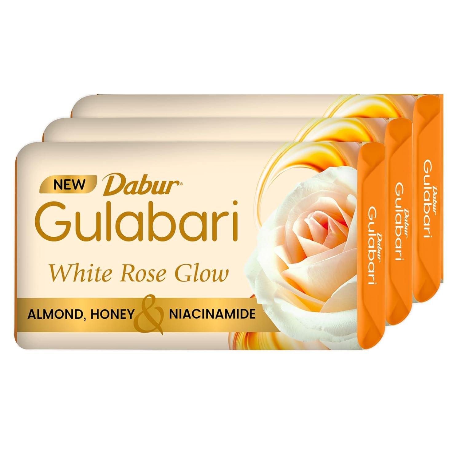 Gulabari White Rose Soap - 450g (150g x 3) | Moisturizing Bathing Soap for Soft, Glowing Skin for Skin & Body | Goodness of Almond Milk, Honey & Niacinamide
