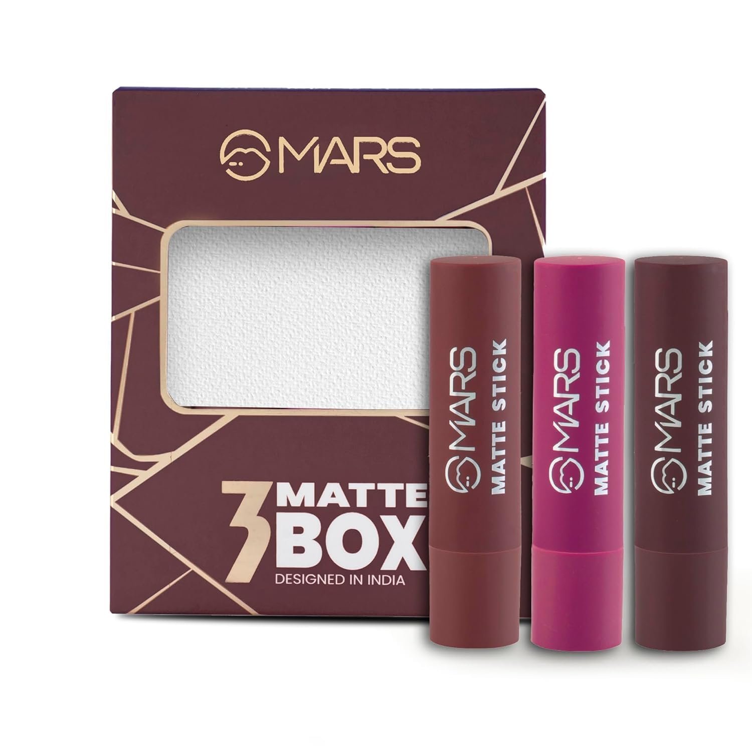 MARS Matte Box Set of 3 Lipsticks for Women, Long-Lasting,