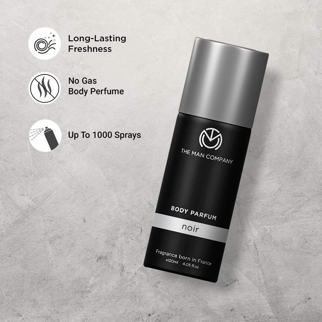 The Man Company Body Perfume For Man - Noir | No Gas Deodorant | Body Spray For Man | Long Lasting Fragrance -120ml | Valentine Gift Set For Him