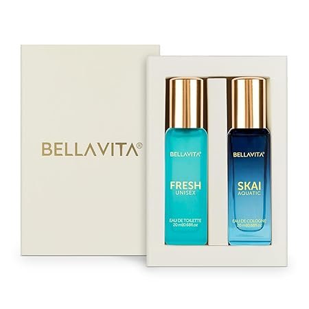 BELLAVITA Skai Aquatic EDC & Fresh EDT | Long Lasting 2x20ml Perfume for Man & Woman |